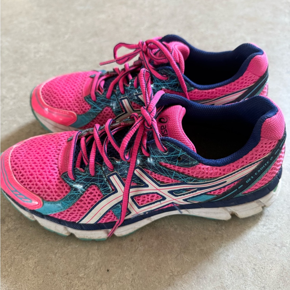 ASICS Women's Vibrant Pink and Blue Athletic Shoes